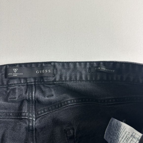 Vintage Guess Jeans Slim Straight Men's Size 38x31 Faded Black Distressed - Picture 8 of 11